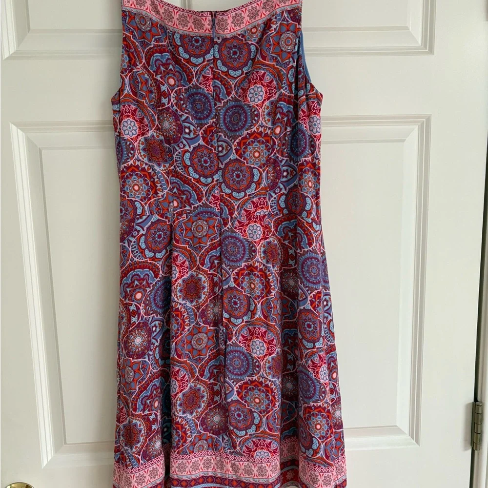 Vibrant Pink and Blue Patterned Midi Dress - Picture 5 of 5